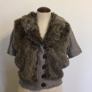 BisouBisou Michelle BohbotFauxFur Sweater Cardigan
